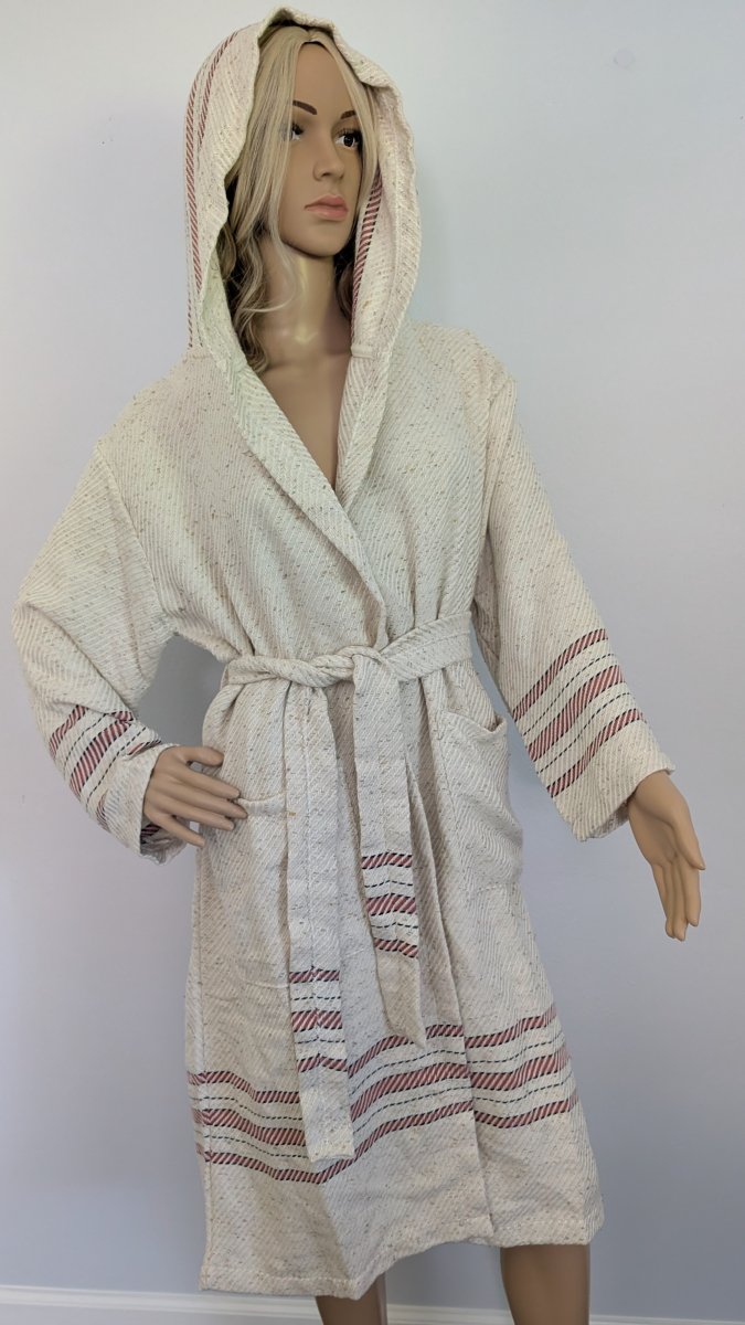 Serenity Bathrobe – Soft Flat Weave Turkish Cotton, Hooded Design, Unisex Fit from The Bali Market