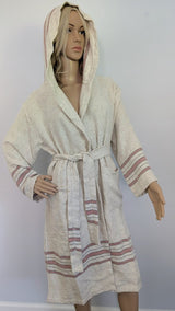 Serenity Bathrobe – Soft Flat Weave Turkish Cotton, Hooded Design, Unisex Fit from The Bali Market