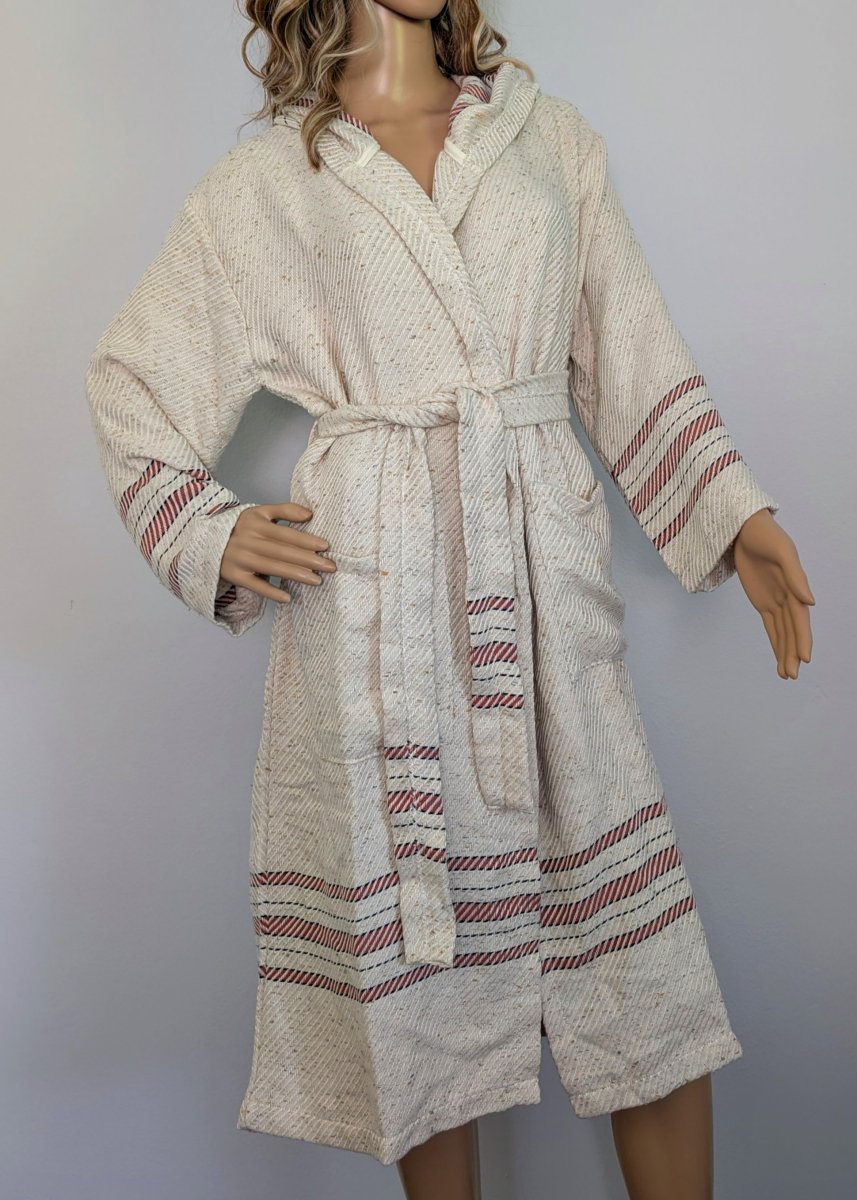 Serenity Bathrobe – Soft Flat Weave Turkish Cotton, Hooded Design, Unisex Fit from The Bali Market