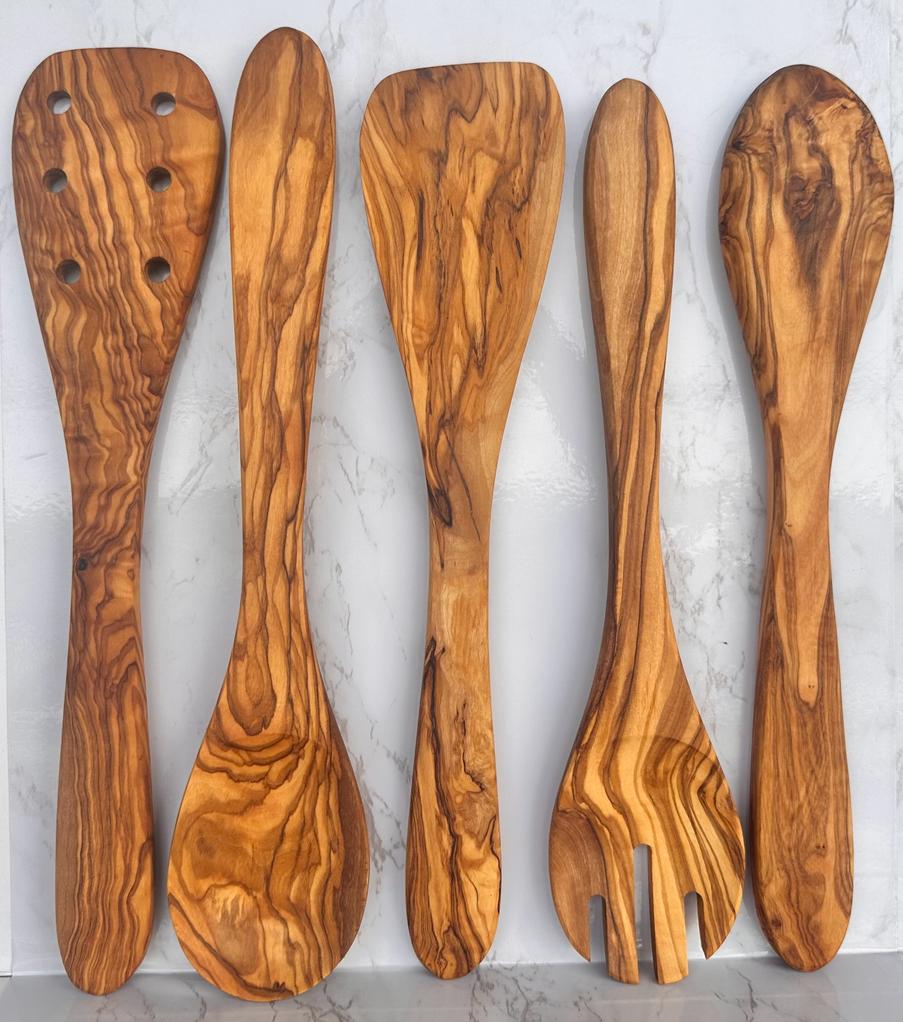 Olive Wood Kitchen Servers Set -5 pcs from Choixe