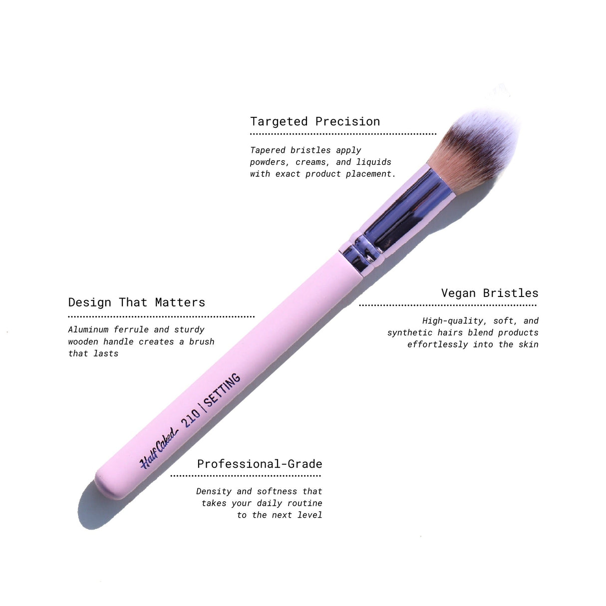 Setting 210 Brush from Half Caked - for Flawless Liquid, Cream, and Powder Makeup Application
