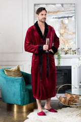 Fleece Bathrobe With Shawl Collar for Men From Lotus Linen
