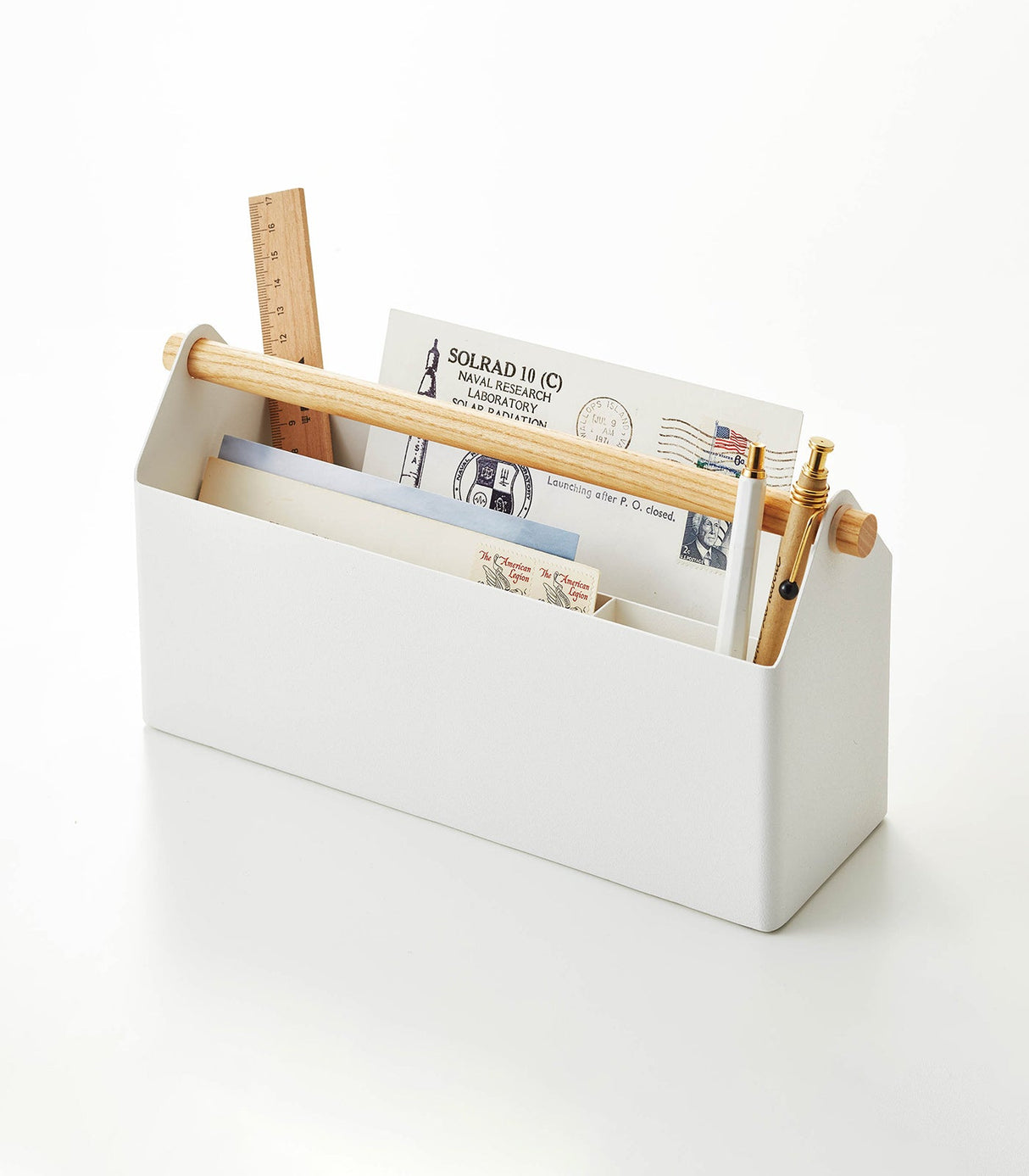 Pen + Desk Organizer - Two Sizes - Steel + Wood from Yamazaki Home