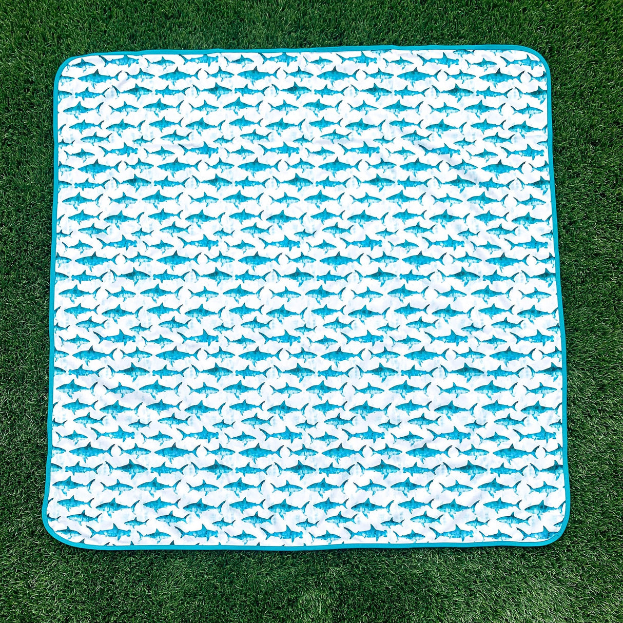 Shark Attack Splash Mat - A Waterproof Catch-All for Highchair Spills and More! from BapronBaby