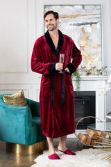 Fleece Bathrobe With Shawl Collar for Men From Lotus Linen