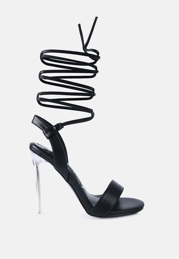 Sheeny Clear Stiletto Lace Up Heels from London Rag International