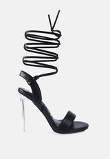 Sheeny Clear Stiletto Lace Up Heels from London Rag International