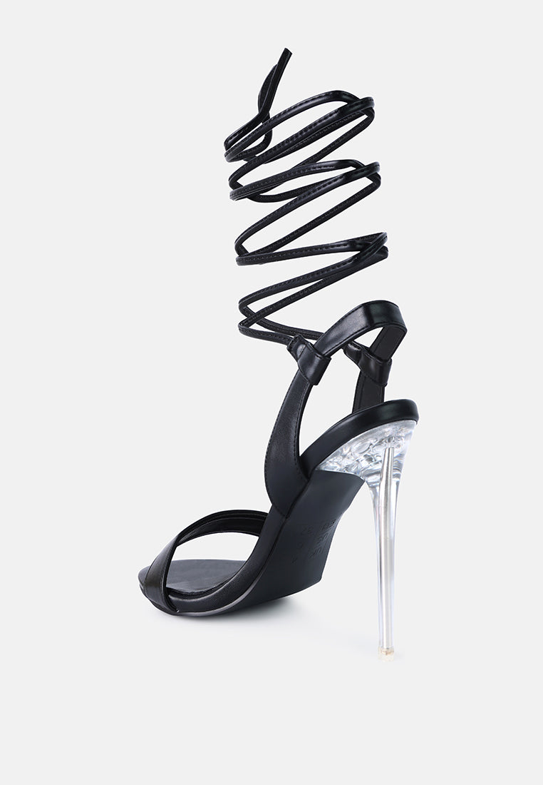 Sheeny Clear Stiletto Lace Up Heels from London Rag International