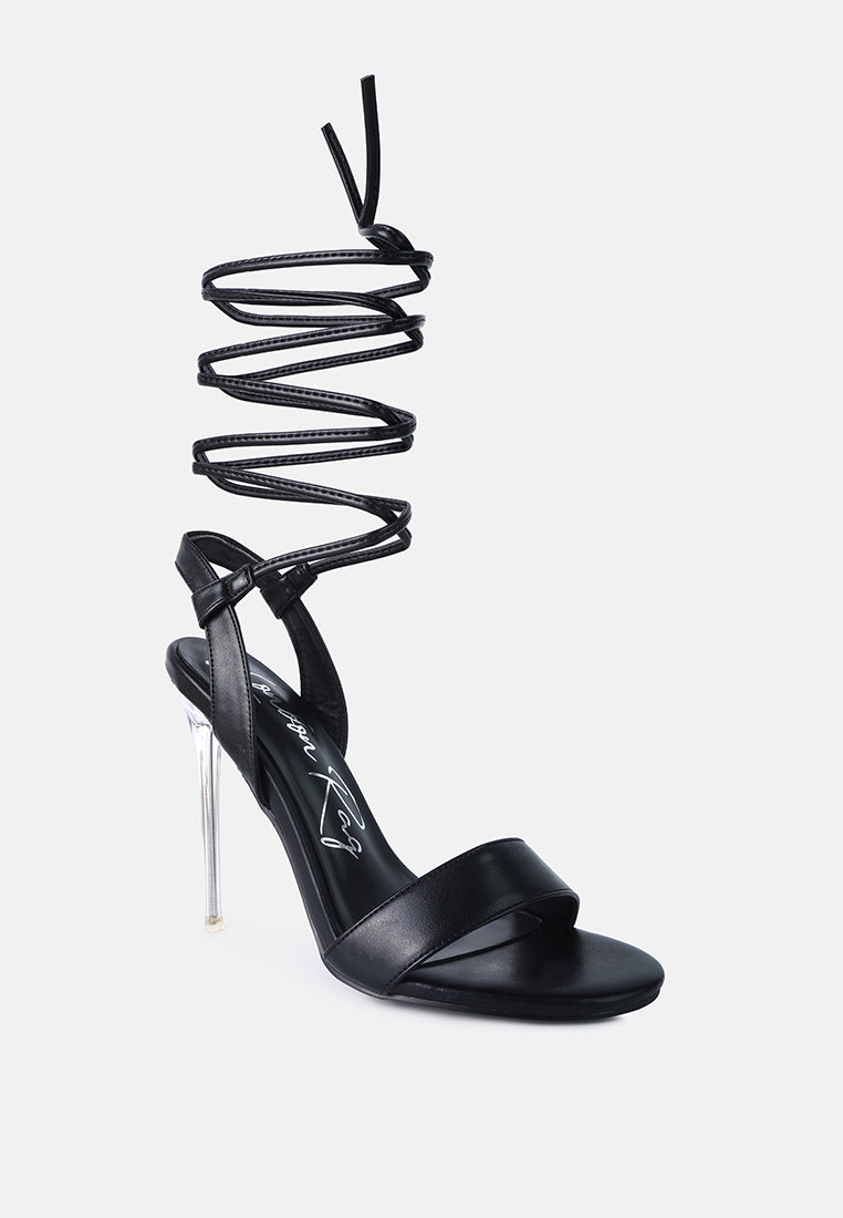 Sheeny Clear Stiletto Lace Up Heels from London Rag International