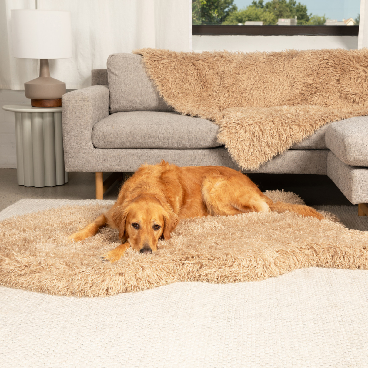 PupRug™ Luxe Faux Fur Orthopedic Dog Bed -  Plush Sheep Tan from Paw.com