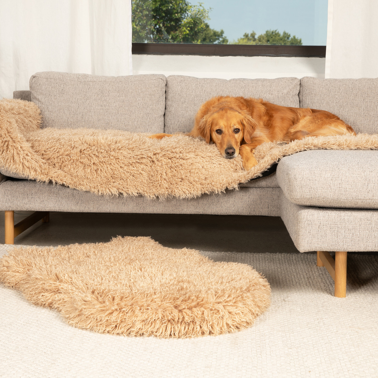 PupProtector™ Luxe Waterproof Bed Runner - Plush Sheep Tan from Paw.com