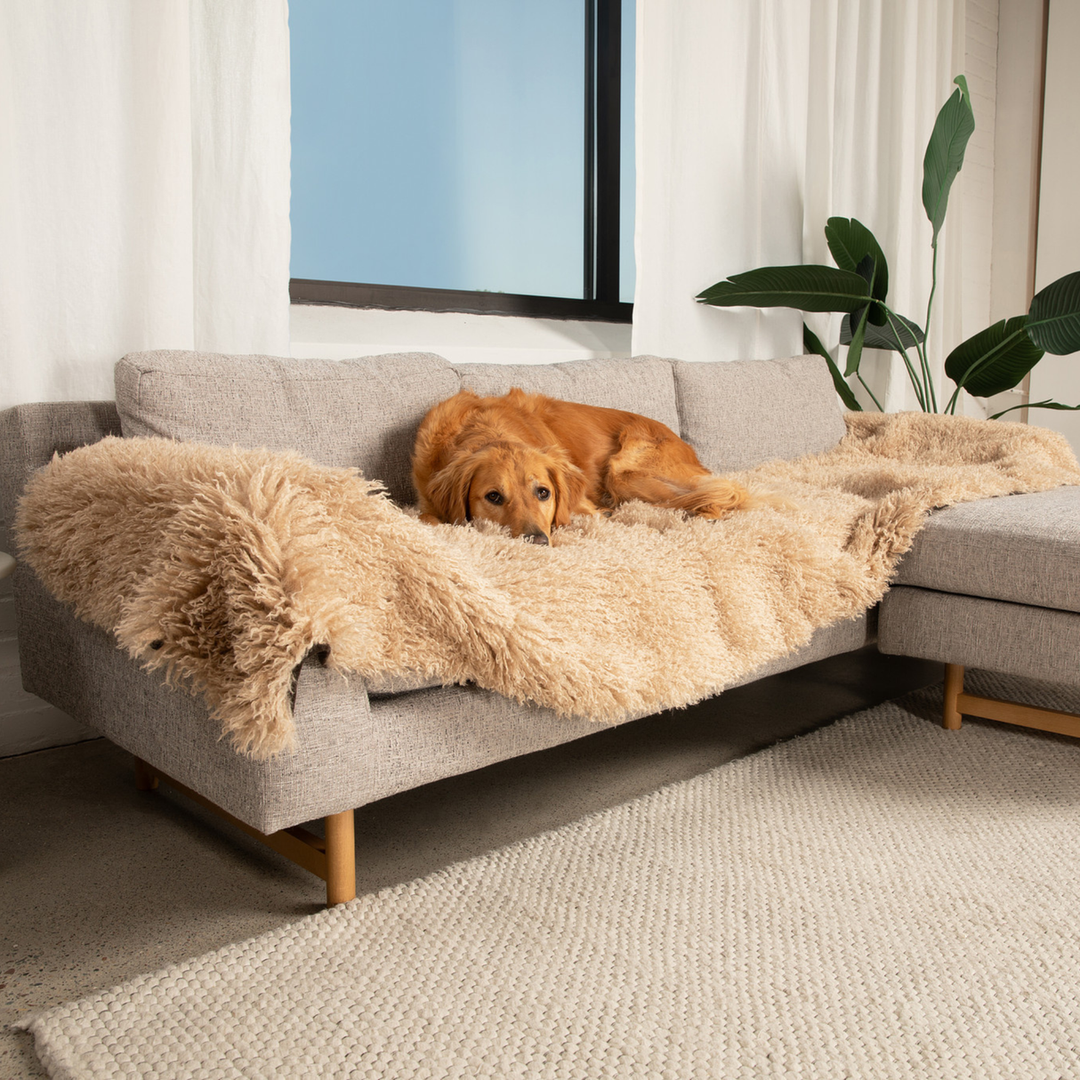 PupProtector™ Luxe Waterproof Bed Runner - Plush Sheep Tan from Paw.com