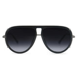 Ivy Luxe - Black Tangle-Free Round Aviator Sunglasses from TopFoxx