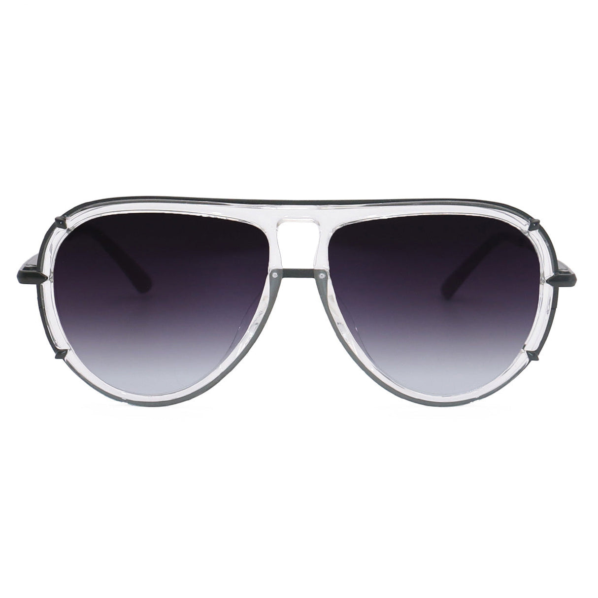 Ivy Luxe - Clear Black Tangle-Free Round Aviator Sunglasses from TopFoxx