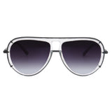 Ivy Luxe - Clear Black Tangle-Free Round Aviator Sunglasses from TopFoxx