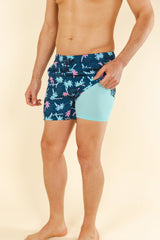 The Shorebreak | Navy Tropical Ball Hammock® Pouch 8" Swim Trunks from Shinesty