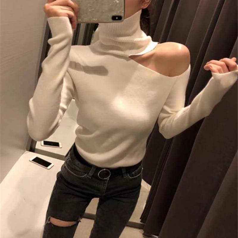 Off Shoulder Knitted Sweater From Kawaii Stop