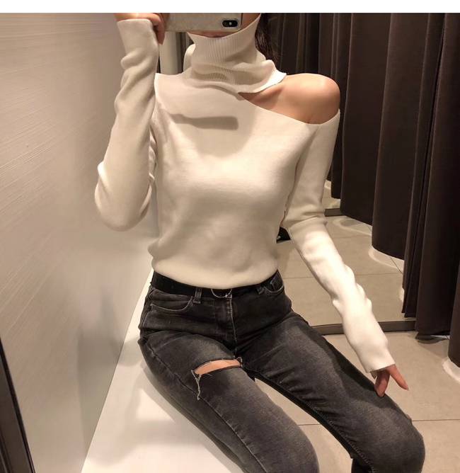 Off Shoulder Knitted Sweater From Kawaii Stop