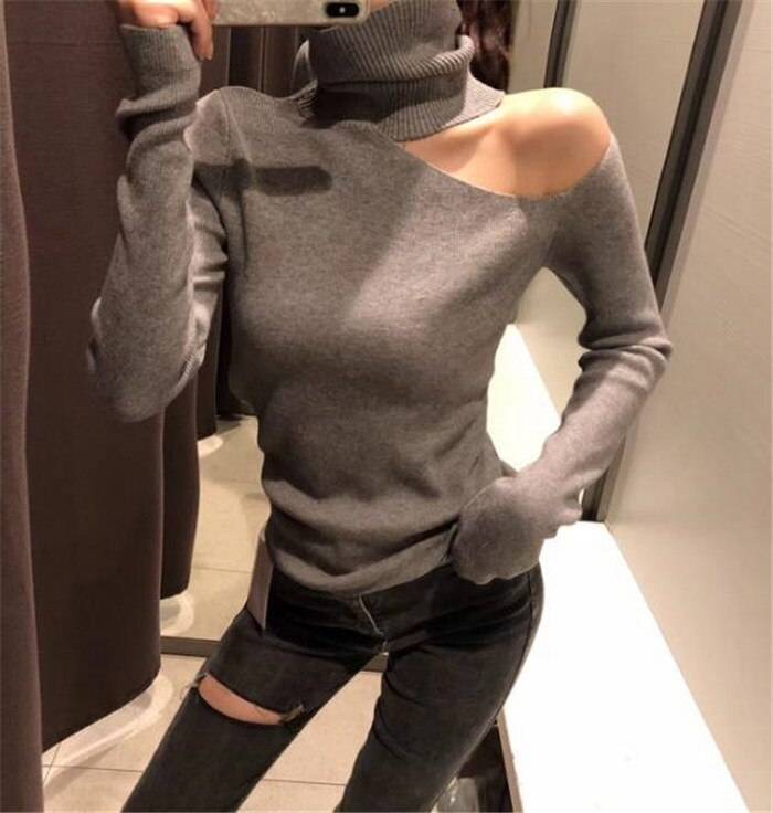 Off Shoulder Knitted Sweater From Kawaii Stop