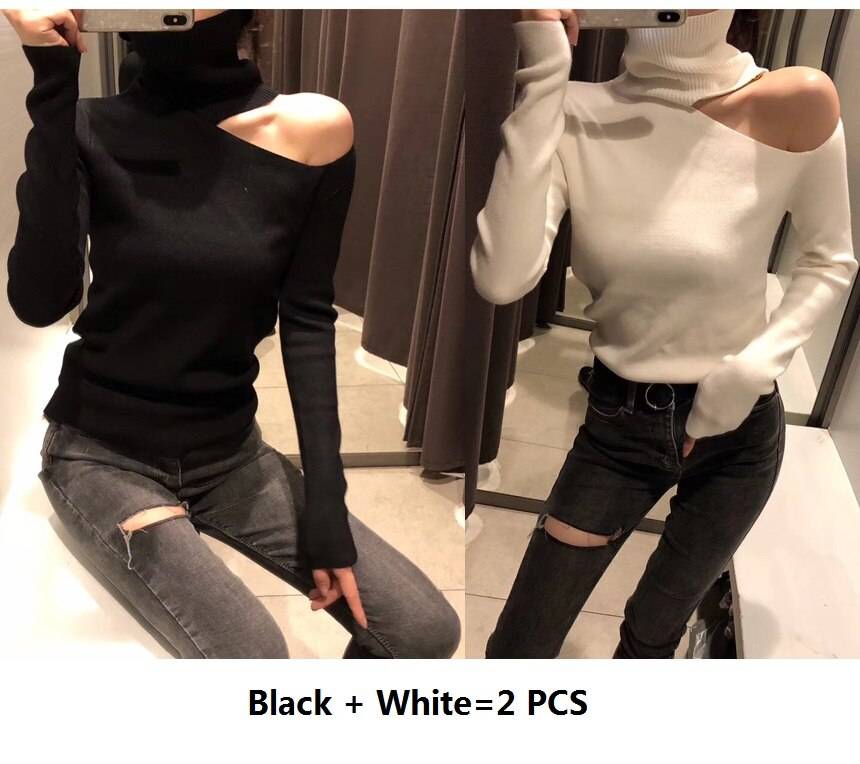 Off Shoulder Knitted Sweater From Kawaii Stop