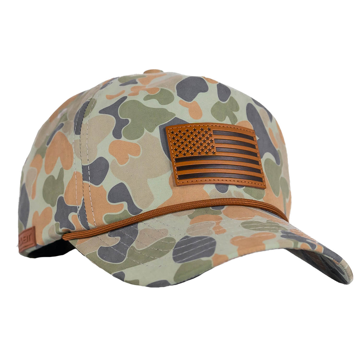American Flag Leather Patch Crushable Rope Snapback Hat from Combat Iron Apparel
