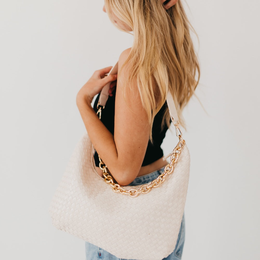Sienna Slouchy Woven Shoulder Bag from Pretty Simple
