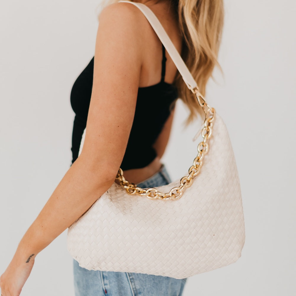 Sienna Slouchy Woven Shoulder Bag from Pretty Simple