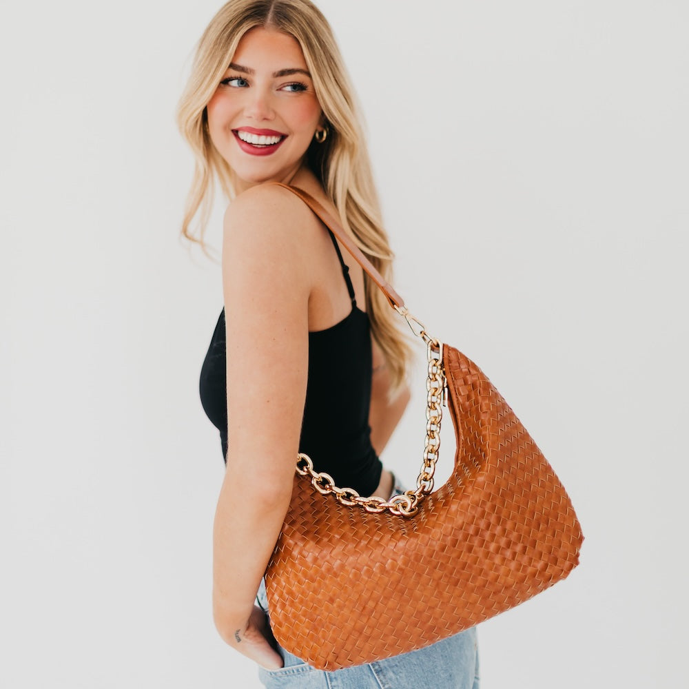 Sienna Slouchy Woven Shoulder Bag from Pretty Simple