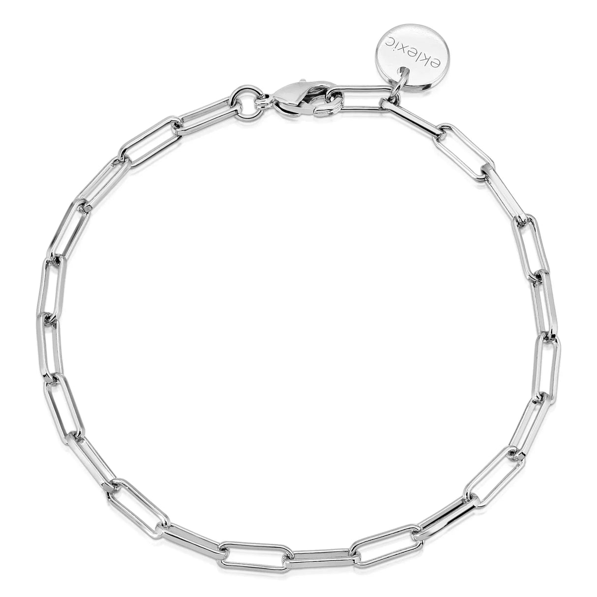Silver Elongated Link Chain Bracelet from eklexic