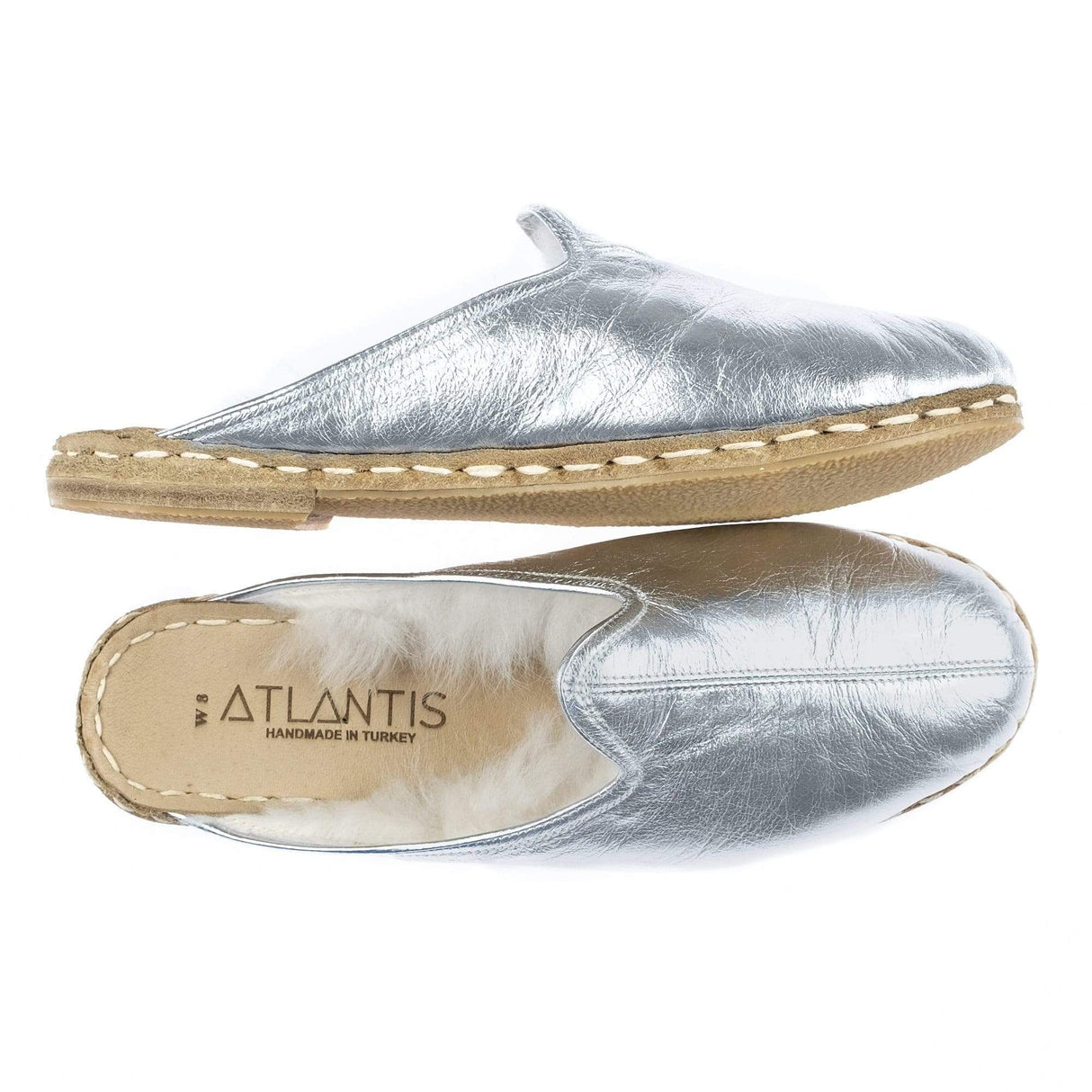 Women's Silver Shearlings from Atlantis Handmade Shoes