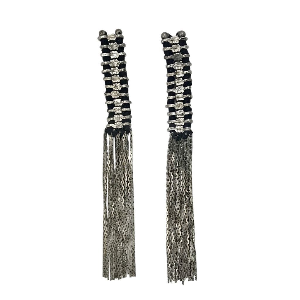 Silver Temple Tassel Earrings from SLATE + SALT