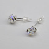 6mm Silver Spiral Crystal Stud Earrings from Alexa Martha Designs
