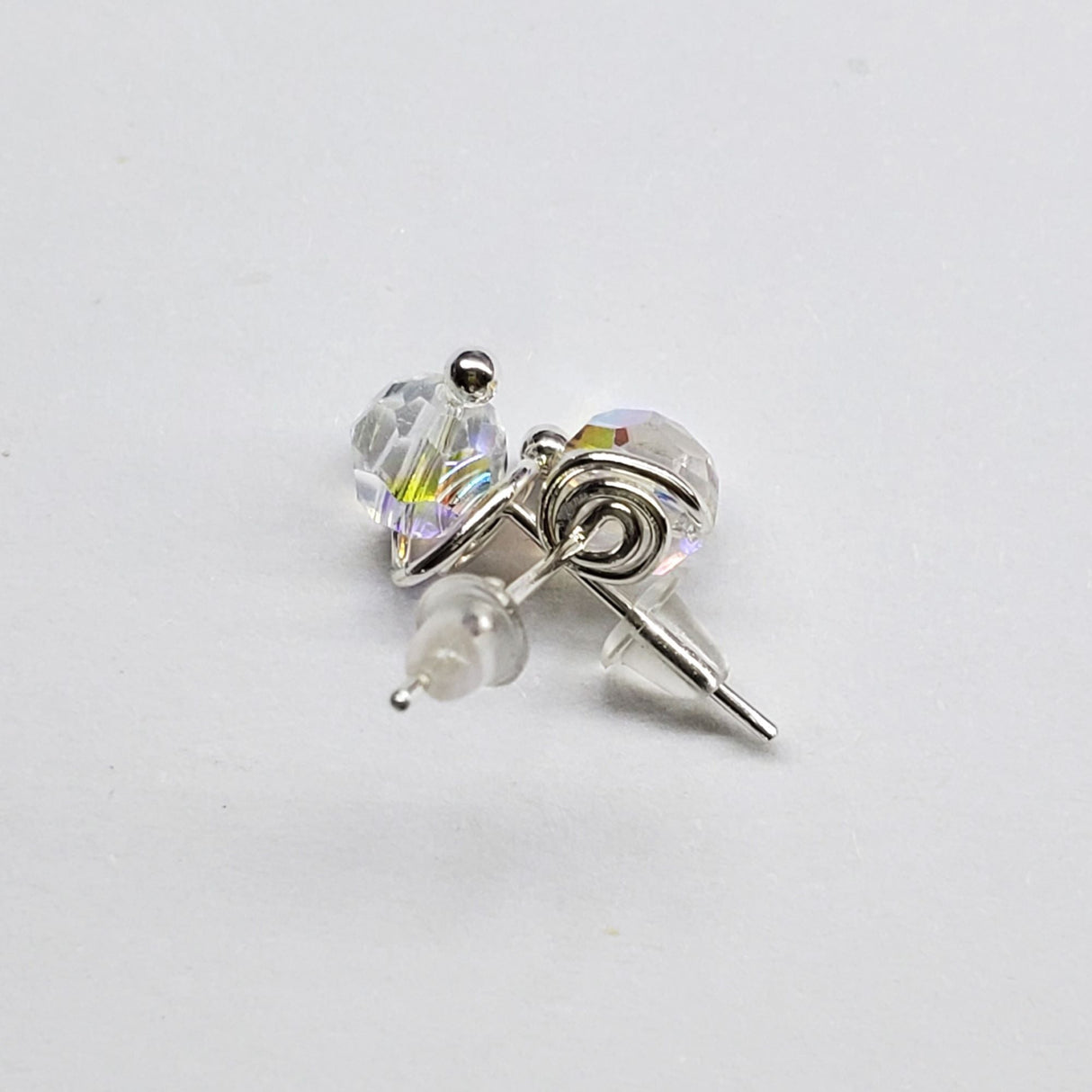 6mm Silver Spiral Crystal Stud Earrings from Alexa Martha Designs
