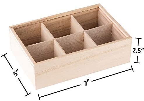 Six Sectional Wooden Box 7’’x5’’x2.5’’ from Hammont