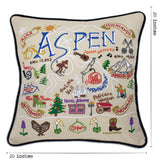 Ski Aspen Hand-Embroidered Pillow from Quirks!