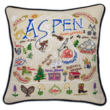 Ski Aspen Hand-Embroidered Pillow from Quirks!