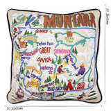 Ski Montana Hand-Embroidered Pillow from Quirks!