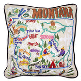 Ski Montana Hand-Embroidered Pillow from Quirks!