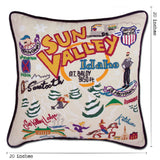Ski Sun Valley Hand-Embroidered Pillow from Quirks!