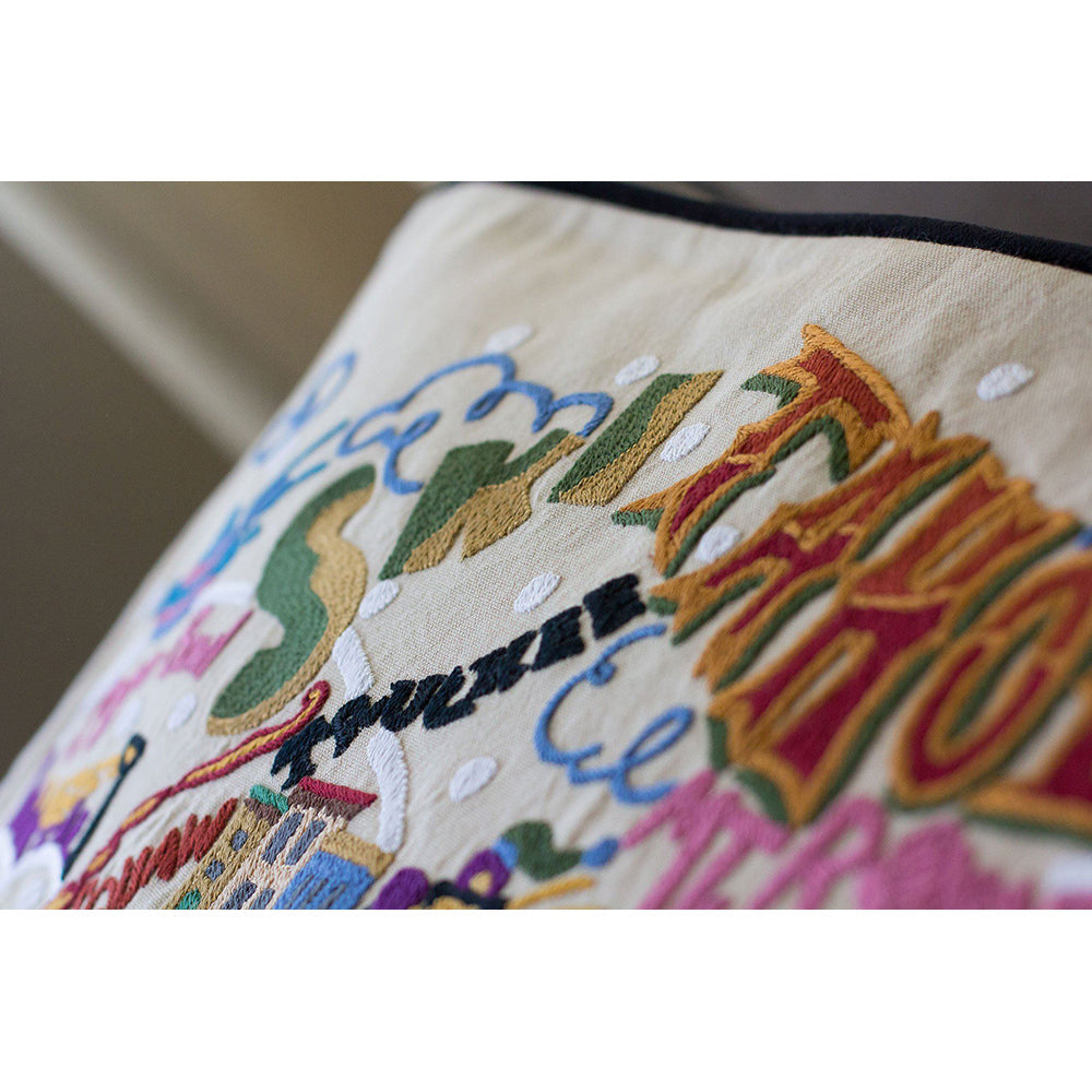 Ski Tahoe Hand-Embroidered Pillow from Quirks!