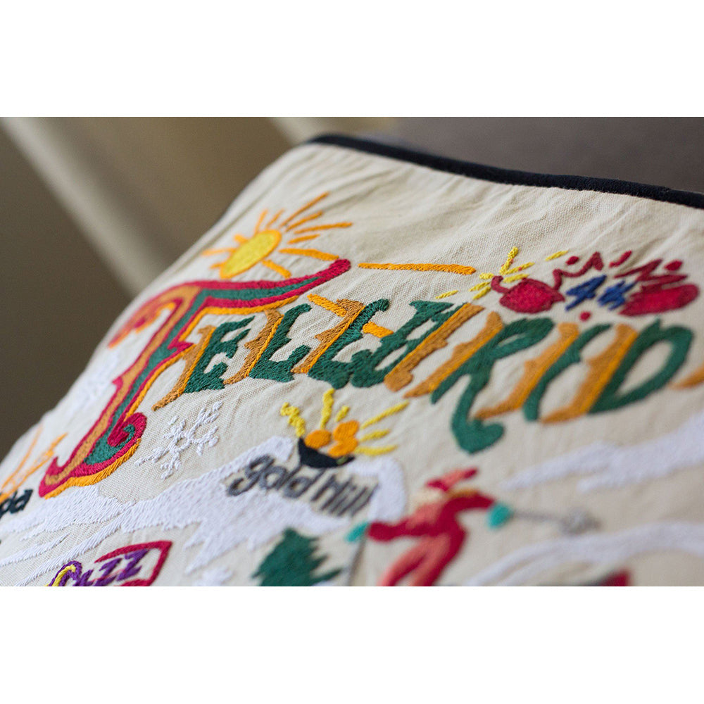 Ski Telluride Hand-Embroidered Pillow from Quirks!