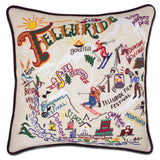 Ski Telluride Hand-Embroidered Pillow from Quirks!