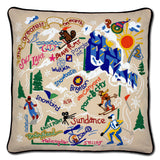 Ski Utah Hand-Embroidered Pillow from Quirks!