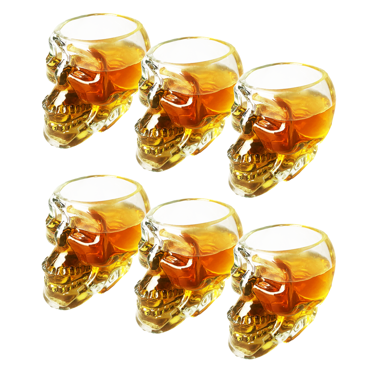 Skull Shot Glasses Set of 6 by The Wine Savant - 3oz Skull Glasses 3" H - Goth Gifts, Skull Gifts, Skull Decor, Skeleton Decor, Skull Shaped Glasses, Perfect for Halloween Themed Parties! from The Wine Savant