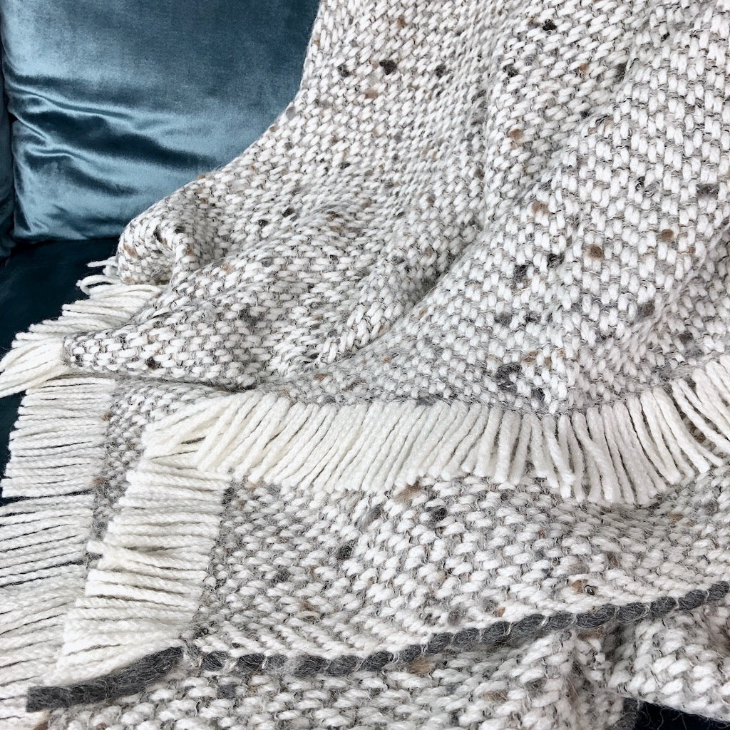 Chunky Gray Weave Alpaca Throw from SLATE + SALT