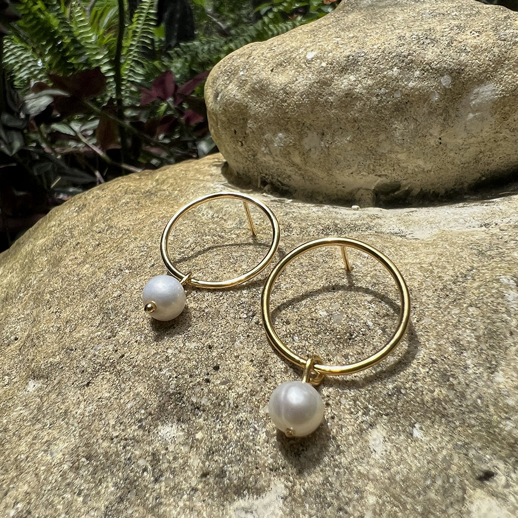 Circle Freshwater Pearl Earrings from SLATE + SALT
