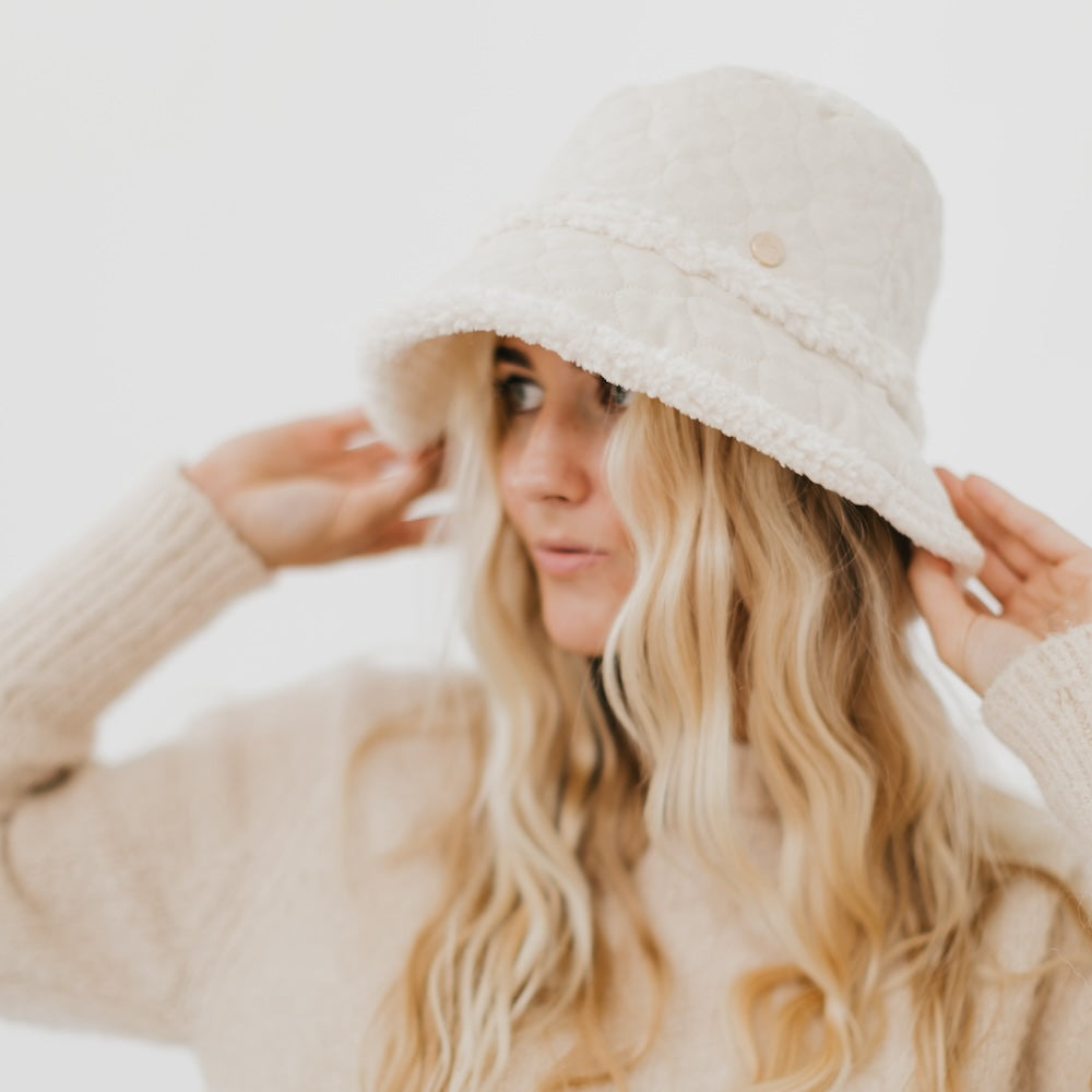 Slope Style Quilted Fur Trim Bucket Hat from Pretty Simple