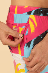 The SoCal Summer | Black and Pink Tropical Ball Hammock® Pouch 8" Swim Trunks from Shinesty
