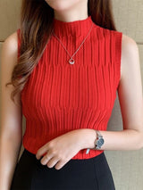 Solid Knitted Vest Tank Tops From Kawaii Stop