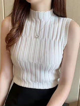 Solid Knitted Vest Tank Tops From Kawaii Stop
